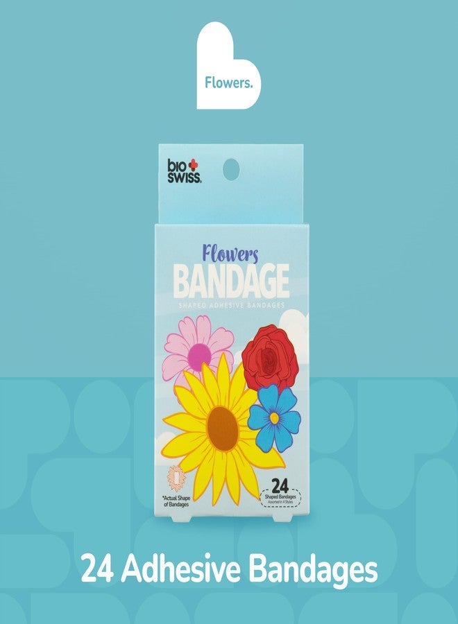 BioSwiss Bandages, Flowers Shaped Self Adhesive Bandage Set, Latex Free, Sterile Wound Care, 24 Count - Image 2